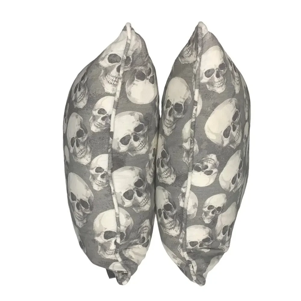 Envogue Set of 2 Skulls Print  Fill 100% Duck Feather 19X19” Pillo…